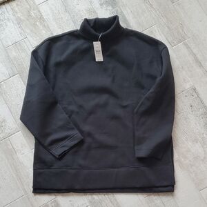 New Lou & Grey Women's Small Black Oversized Turtleneck Sweatshirt Pullover